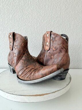Old Gringo UNITED Short Brown Boots Animal Print Cowboy Womens 11.5 Snip Toe